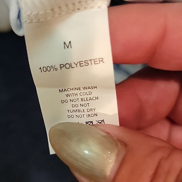 NWT Endless Moon Blue Floral Silky Button Down Shirt. Sz Med - Picture 11 of 11